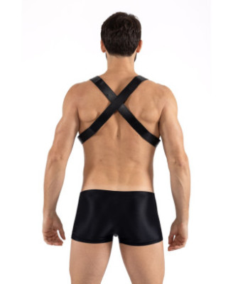 Harnais homme simili cuir avec sangles croisées dans le dos 